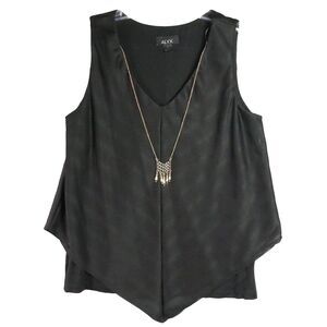 Alyx Womens Size M Sleeveless Blouse Bandana Style Lined Black Top Pendandant